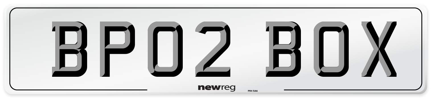 BP02 BOX Number Plate from New Reg
